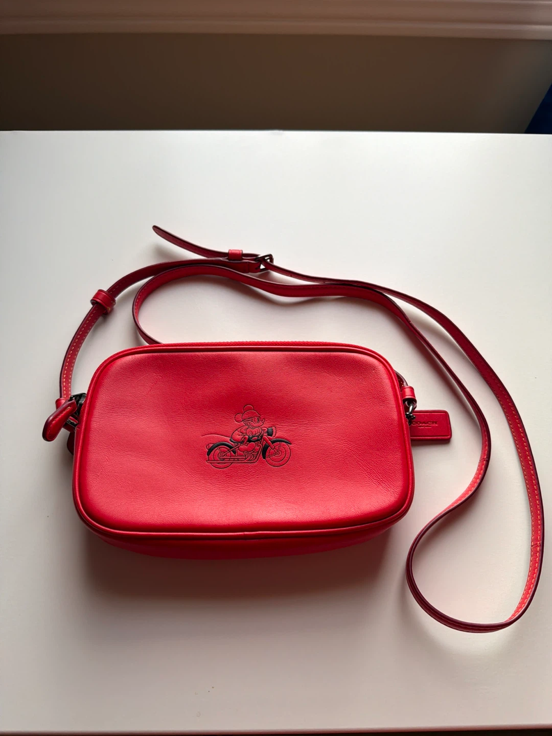 Coach Leather Mickey Red Crossbody Bag