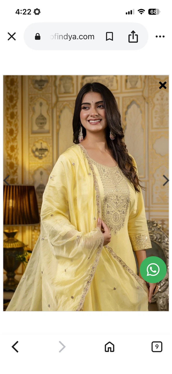 BIBA 3 p yellow embroidered salwar kameez dupatta & palazzos 36 - photo 2