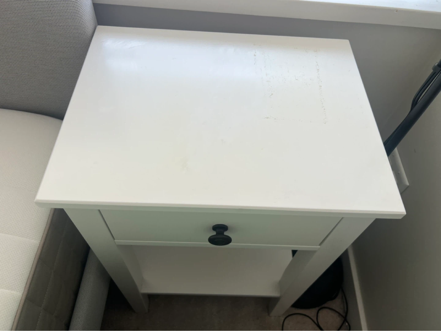 White Nightstand with Drawer and Shelf - photo 2