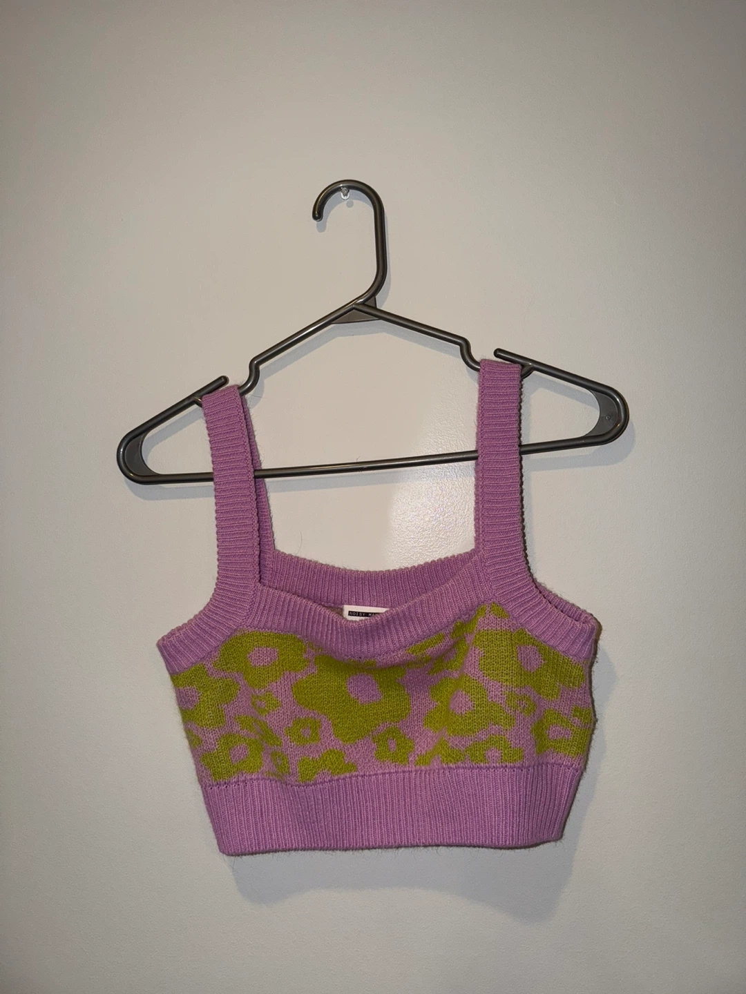 Noisy May Purple & Green Floral Knit Tank Top