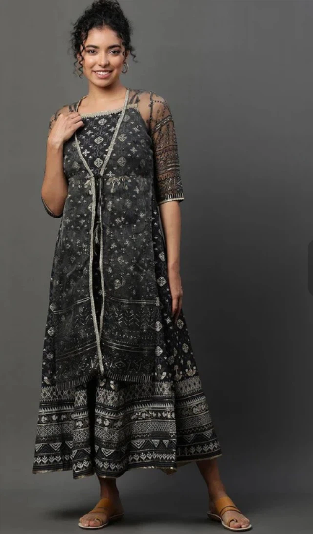 AURELIA Ethnic Dress With Jacket - L. new