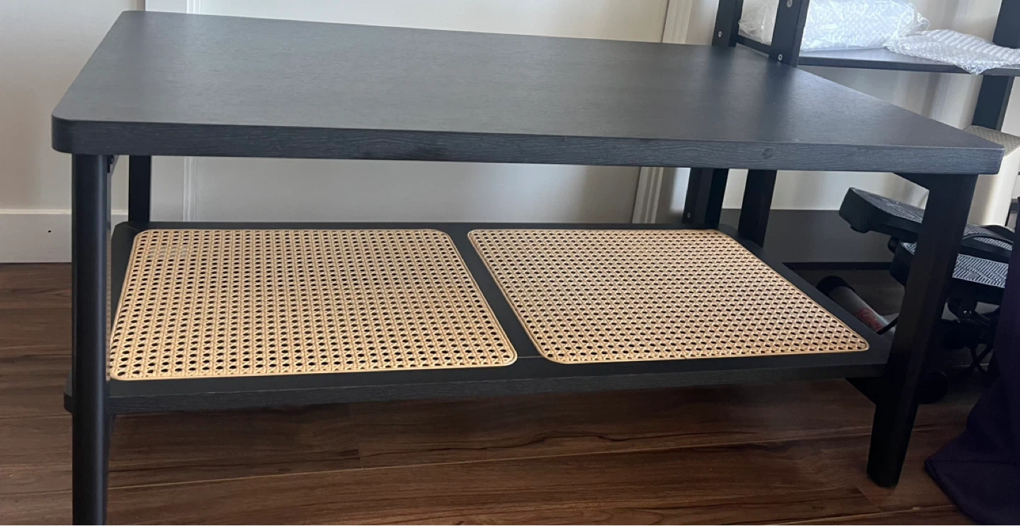 Black Coffee Table with Cane Shelf - photo 2