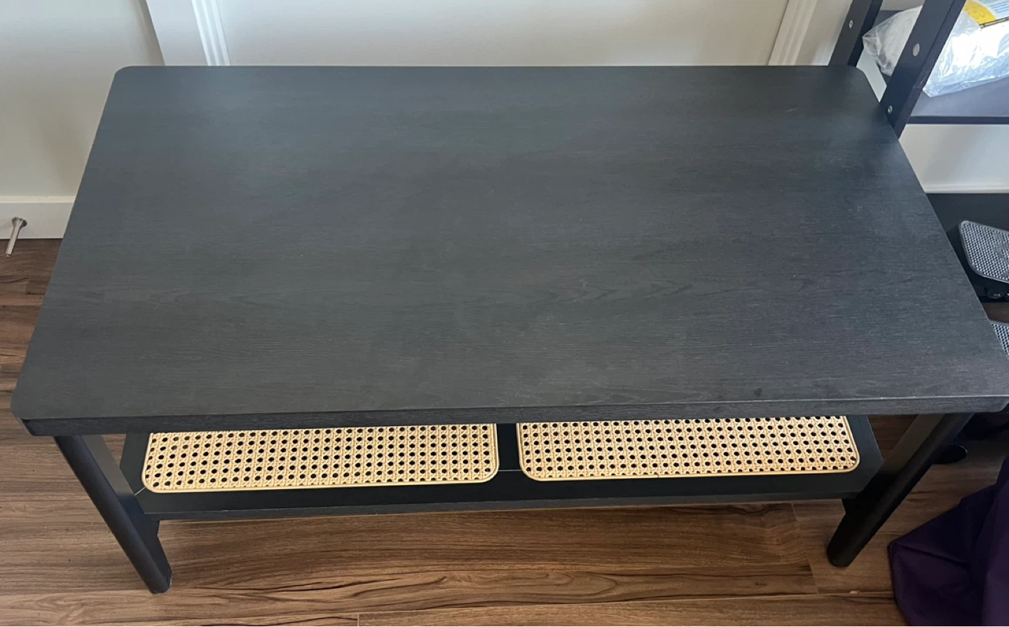 Black Coffee Table with Cane Shelf - photo 3