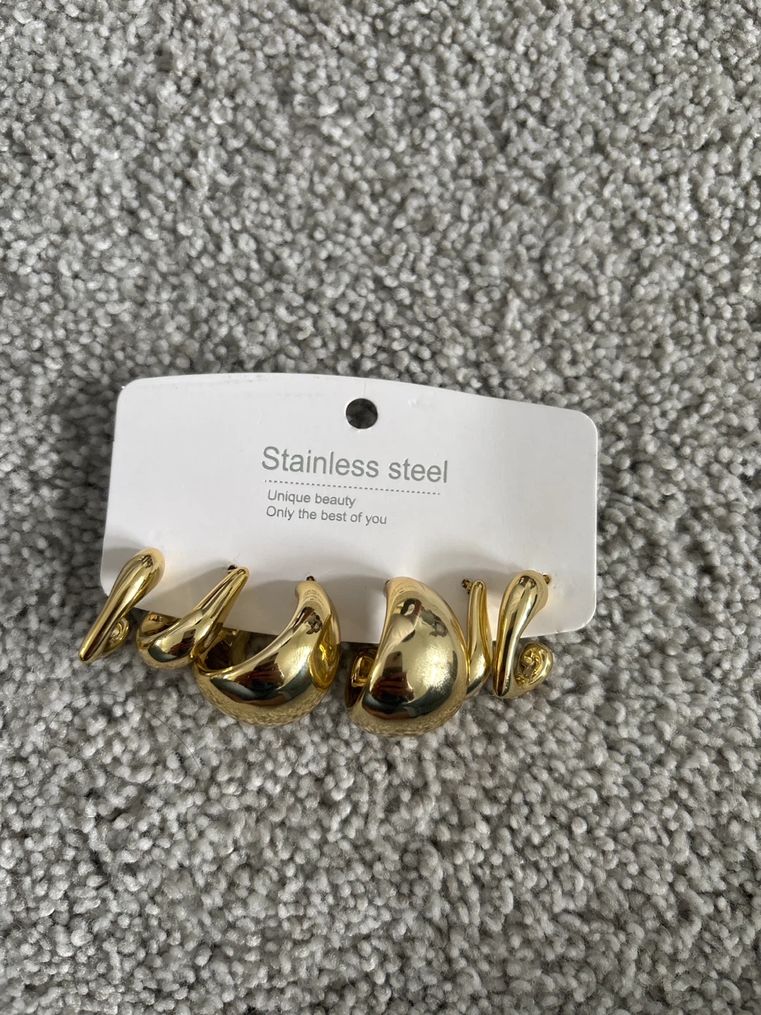 Gold Tone Hoop Earrings Set