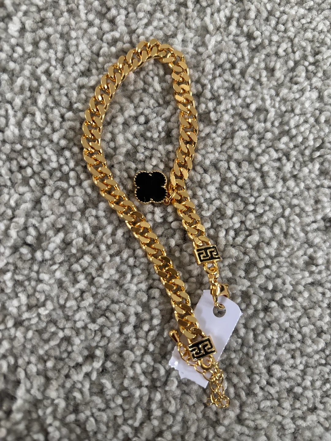 Gold Chain Bracelet with Clover Charm