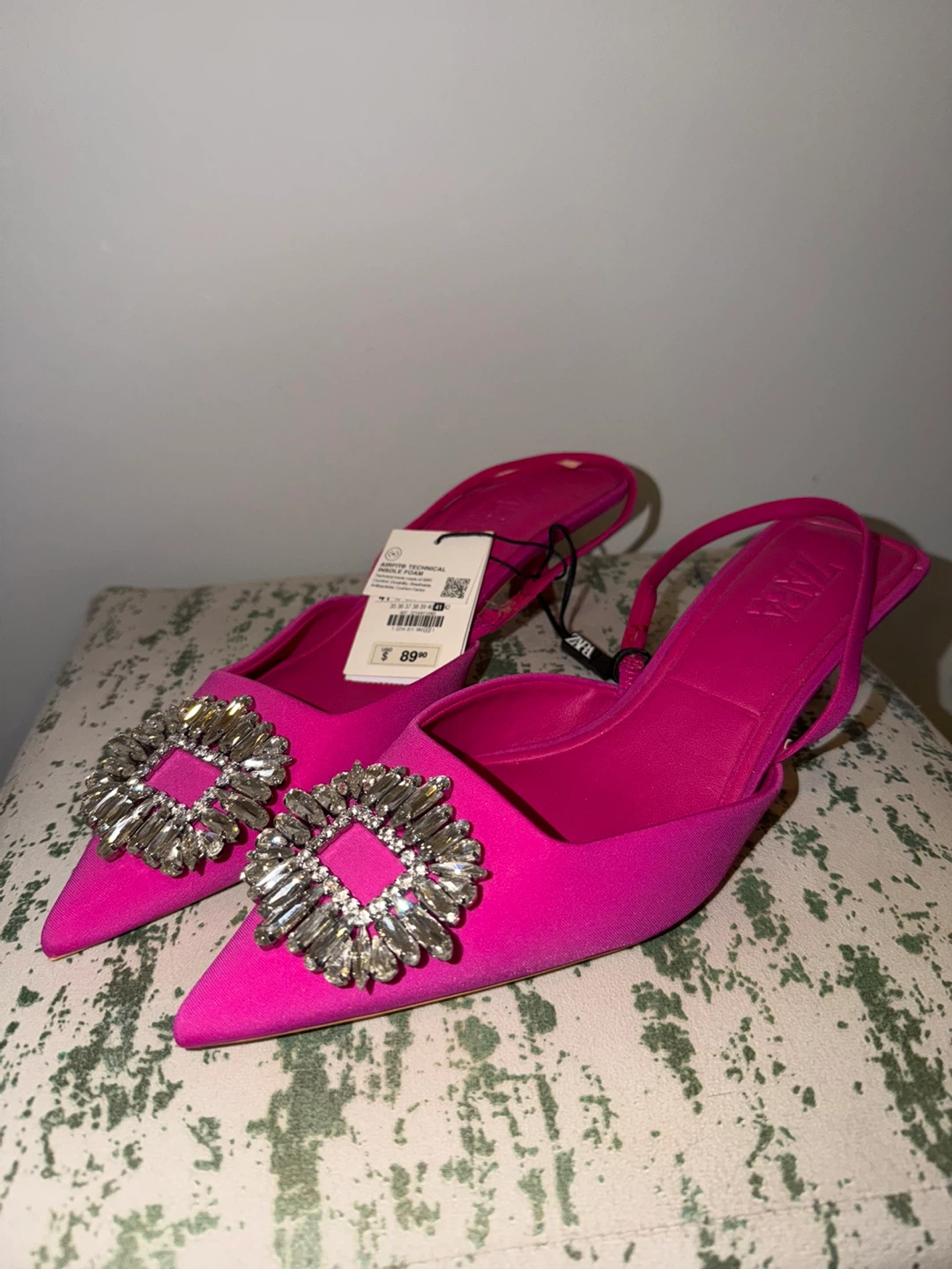 Zara Women's Fuchsia Slingback Heels Size 41