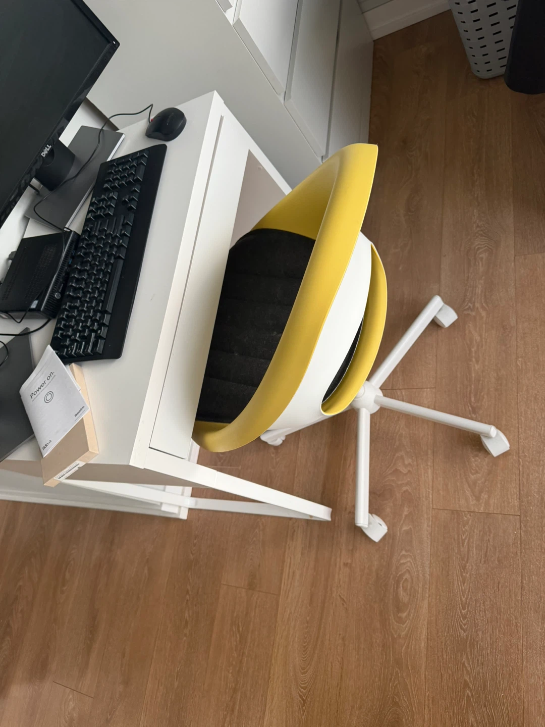 Yellow and White Office Table and Chair