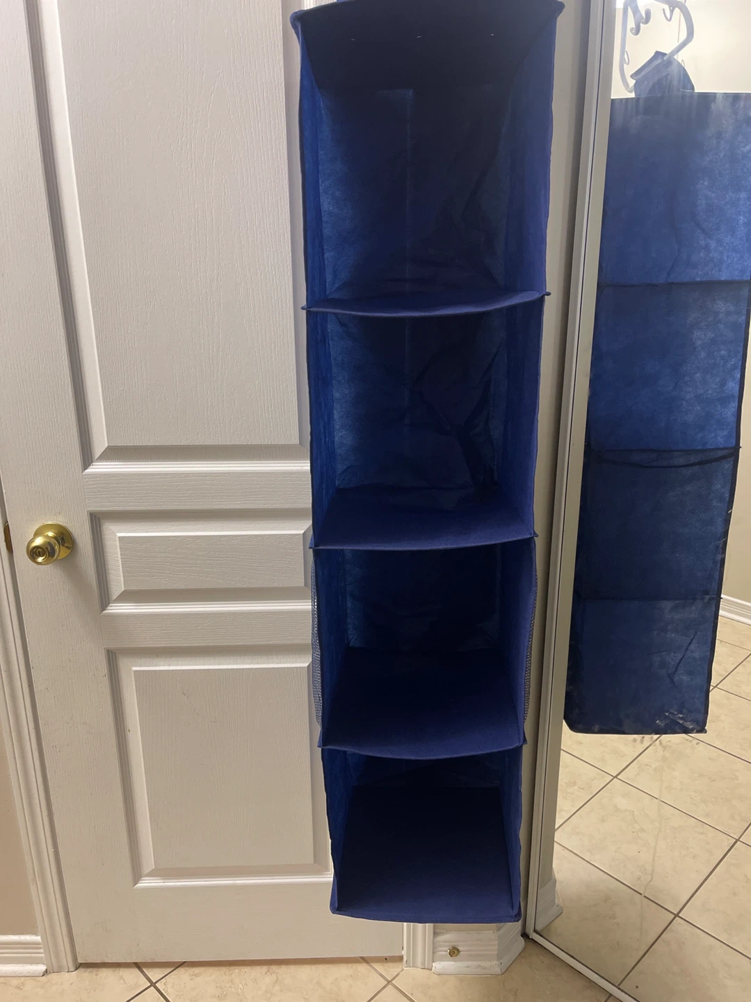 Blue Hanging Closet Organizer with Shelves