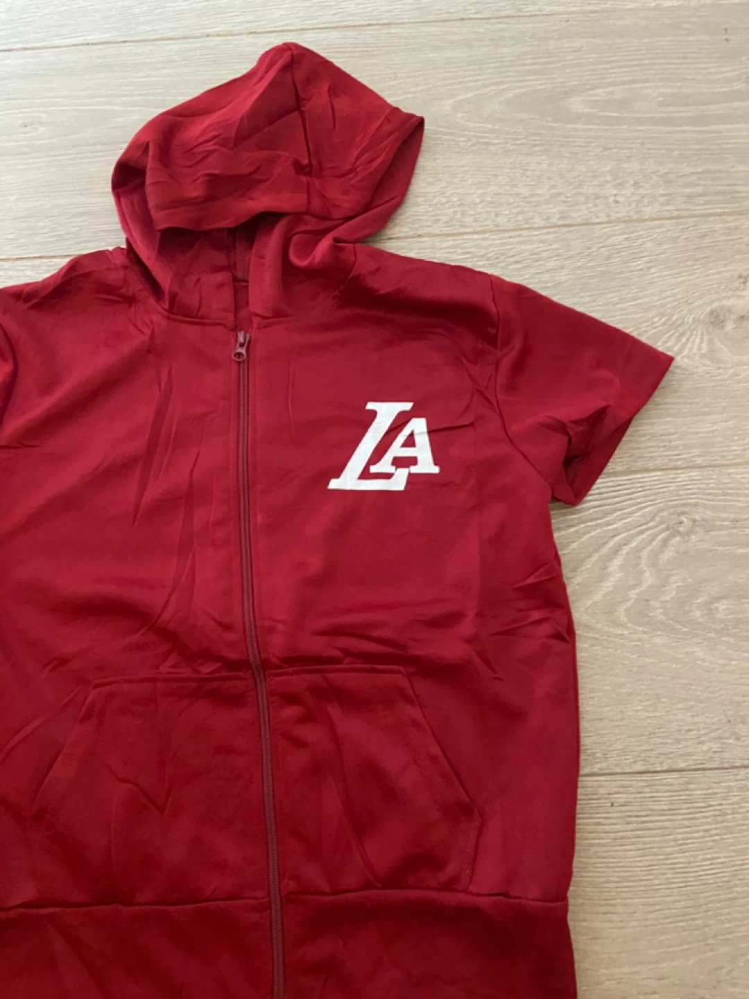 Red LA zip-up hoodie and shorts set - photo 2