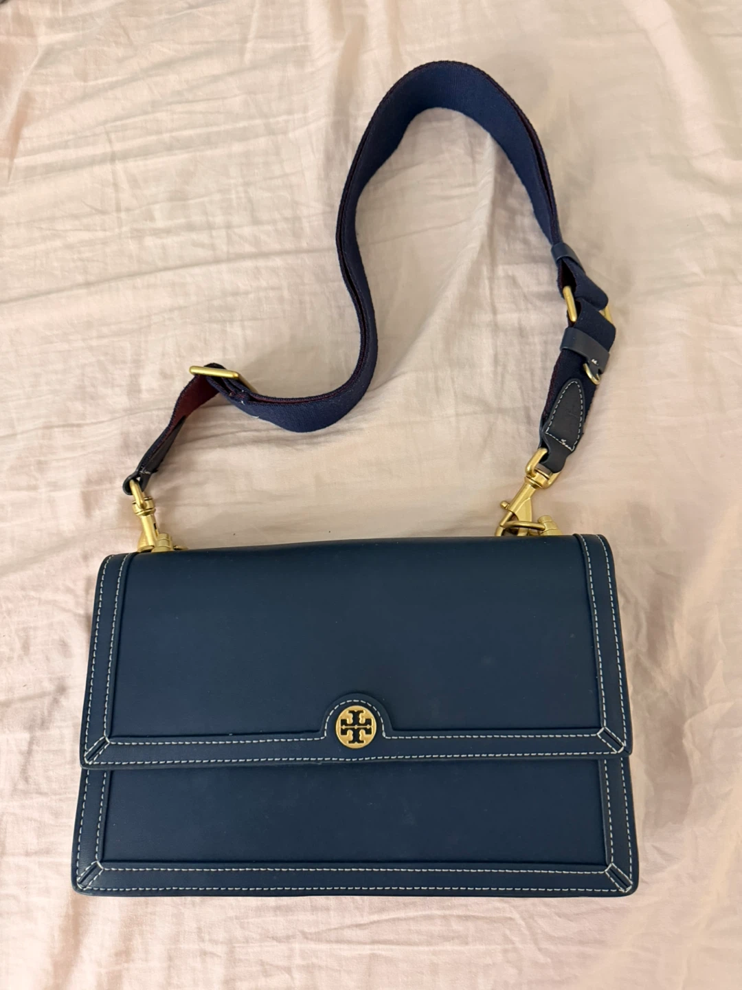 Tory Burch Navy Leather Shoulder Bag