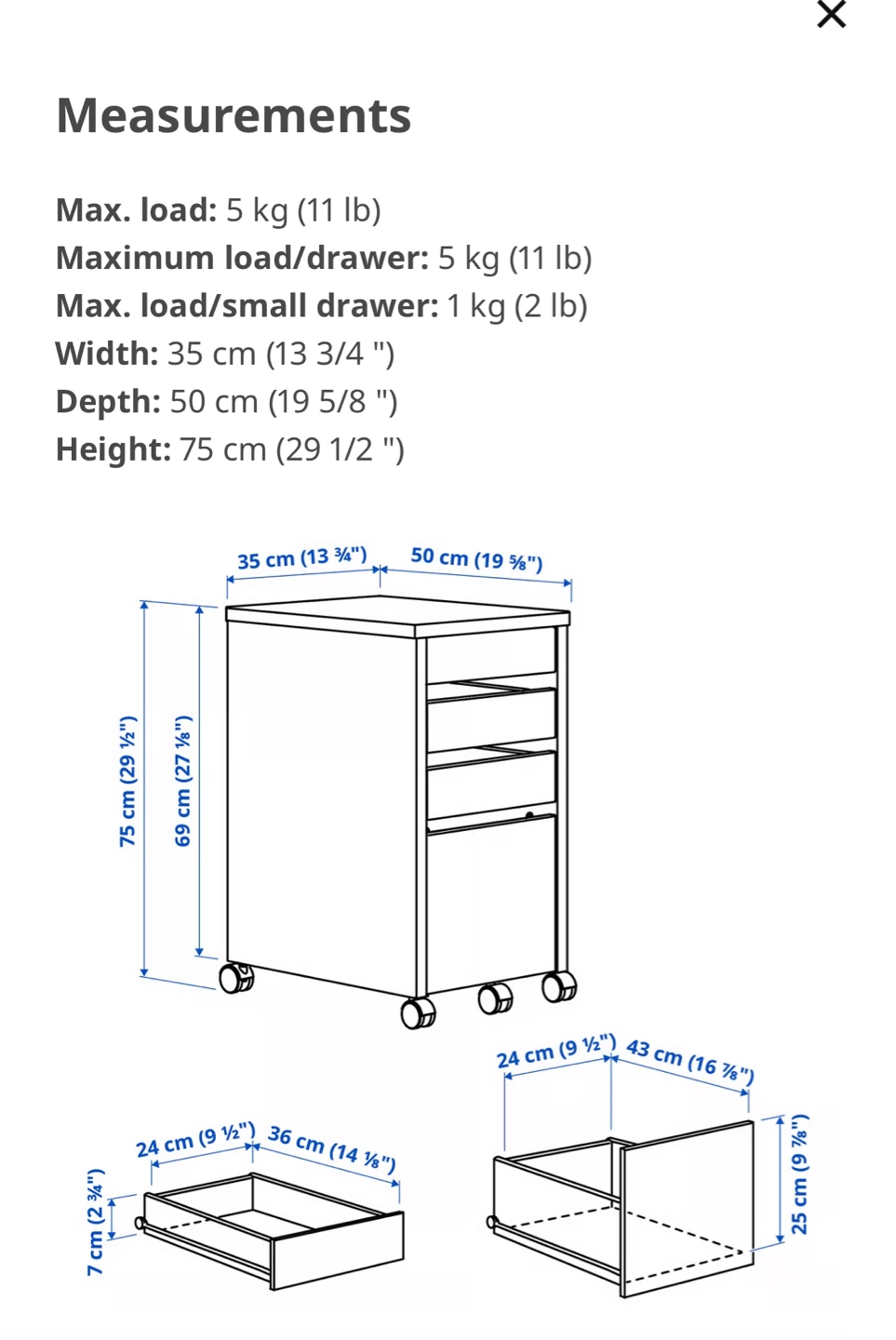 IKEA MICKE 4 drawer unit on wheels - photo 3