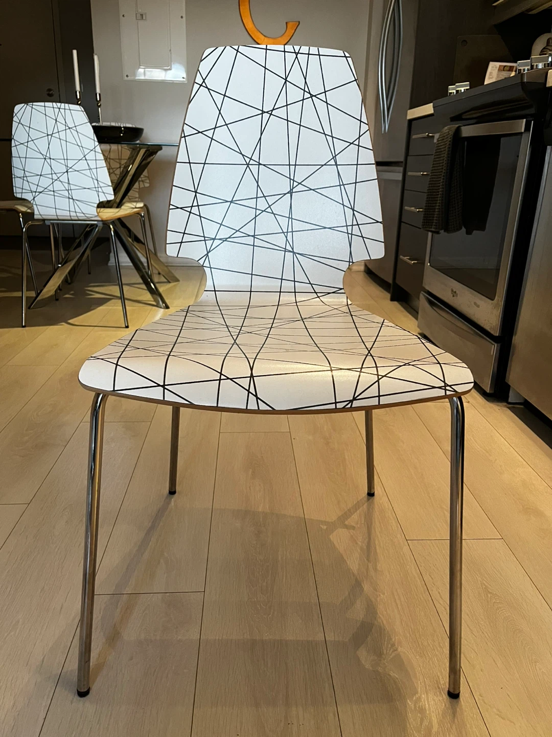 IKEA black and white chairs