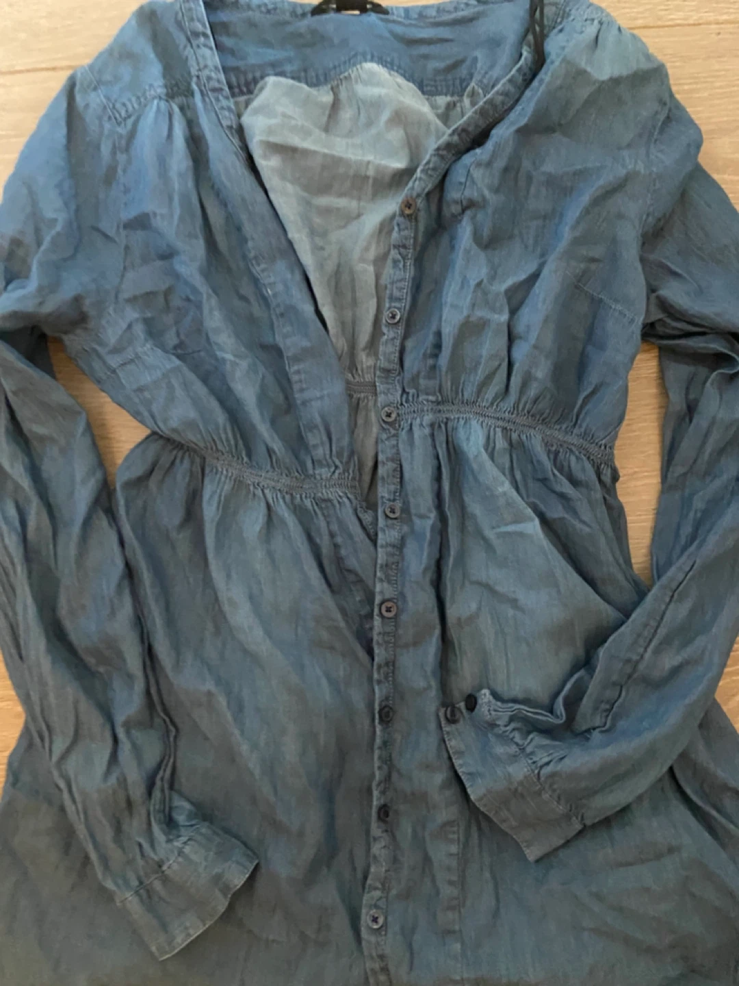 Blue Denim Button-Up Tunic Top