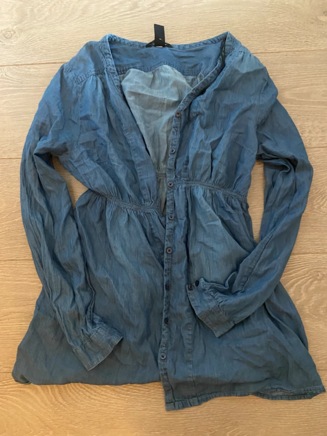 Blue Denim Button-Up Tunic Top - photo 2