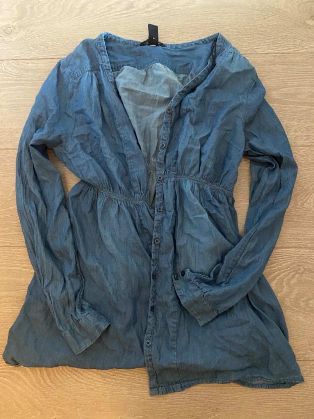 Blue Denim Button-Up Tunic Top - photo 3