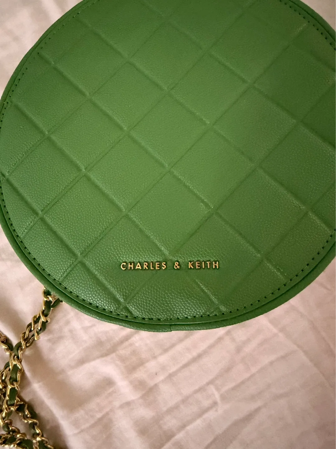Charles & Keith Green Quilted Round Crossbody Bag - photo 2