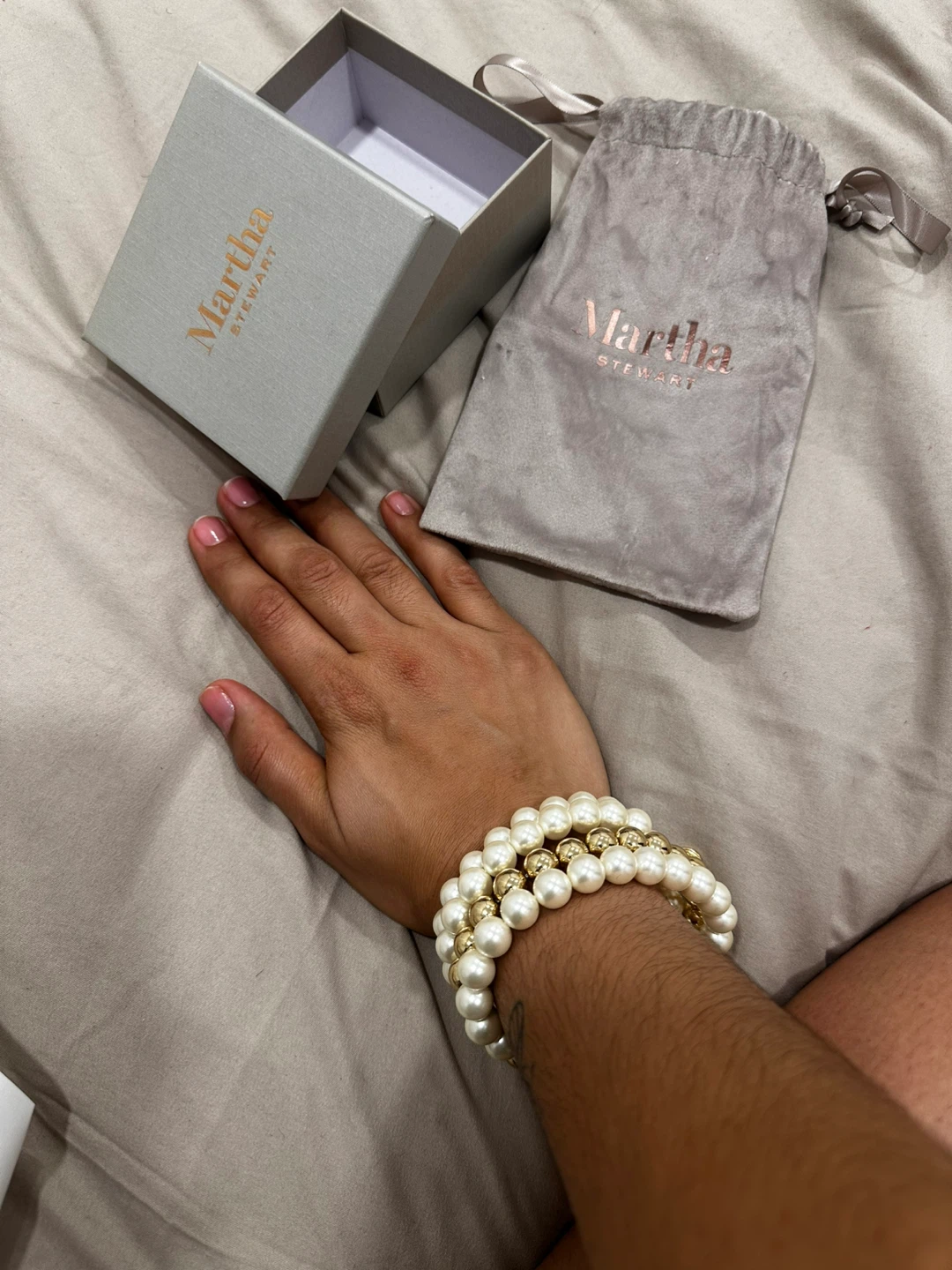 Martha Stewart Pearl and Gold Beaded Bracelet Set - photo 2