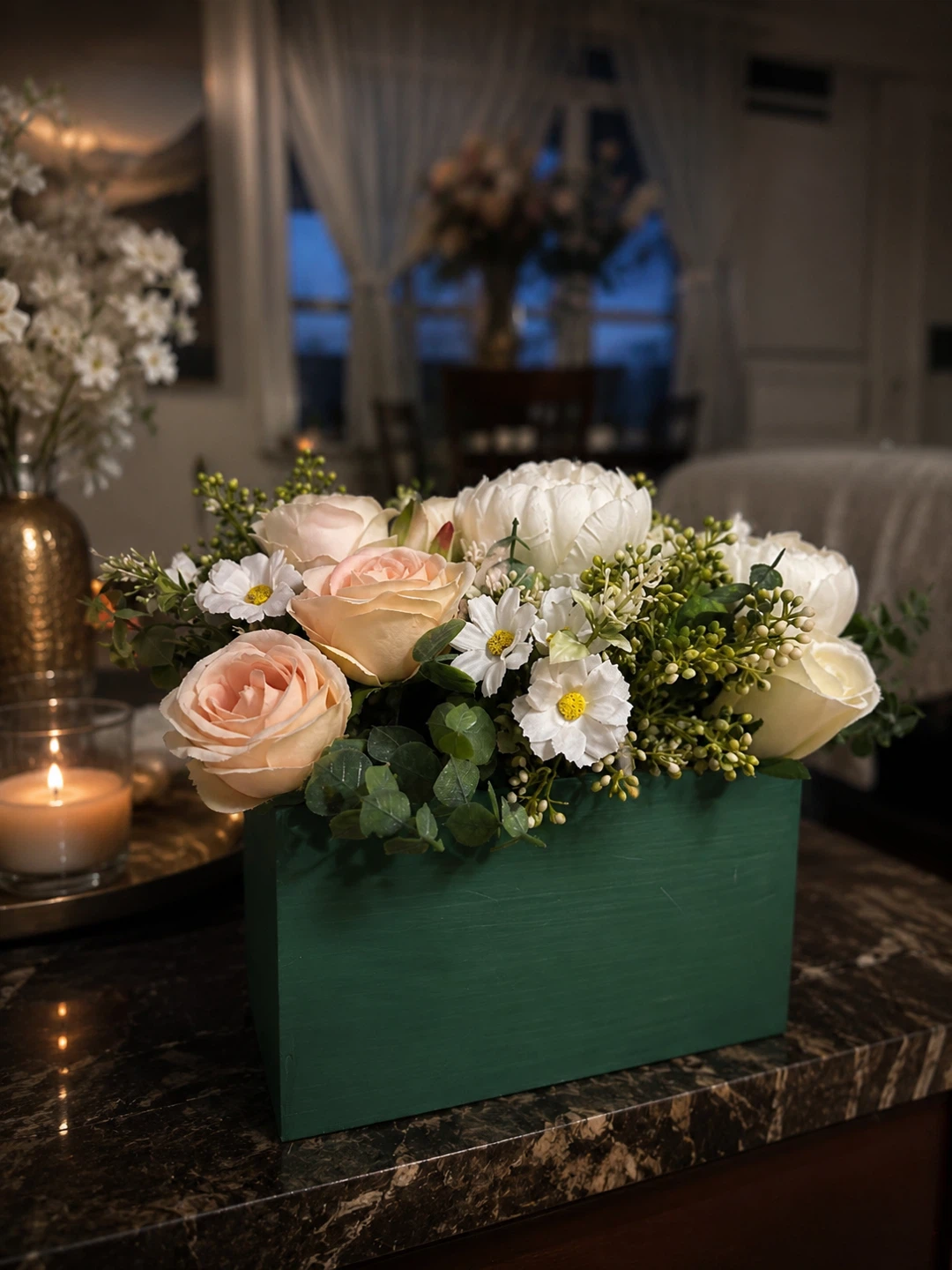 Faux Floral Arrangement in Green Box - photo 4