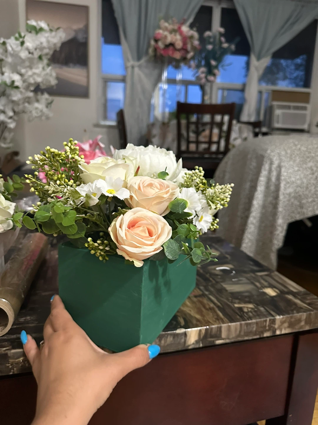 Faux Floral Arrangement in Green Box - photo 5