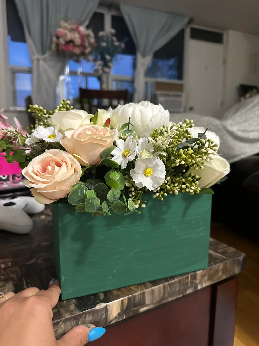 Faux Floral Arrangement in Green Box - photo 3