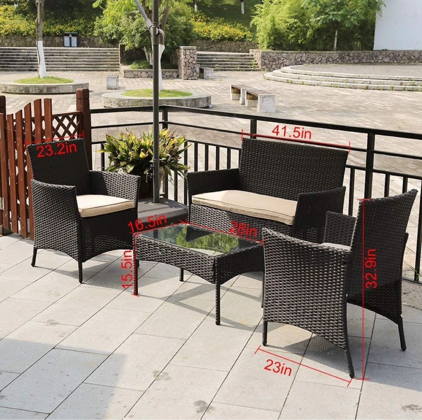 Patio Furniture 4 Piece Patio Set Coffee Table