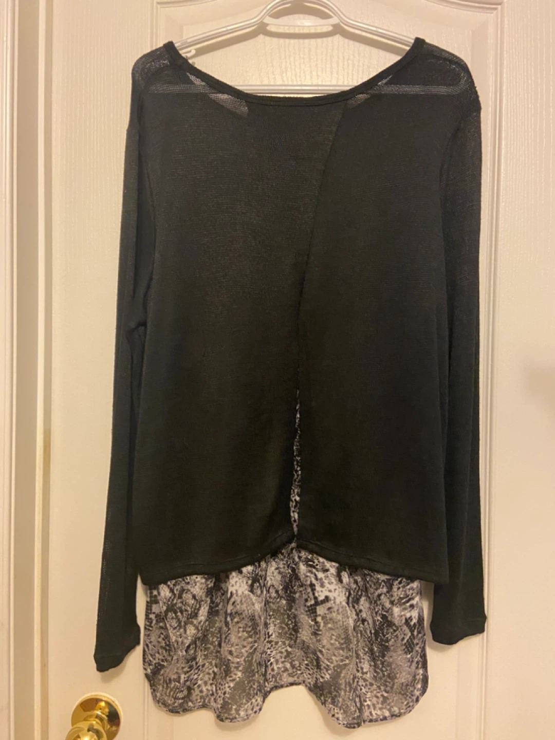 George Women's Black Long Sleeve Top with Snake Print Layer - photo 4