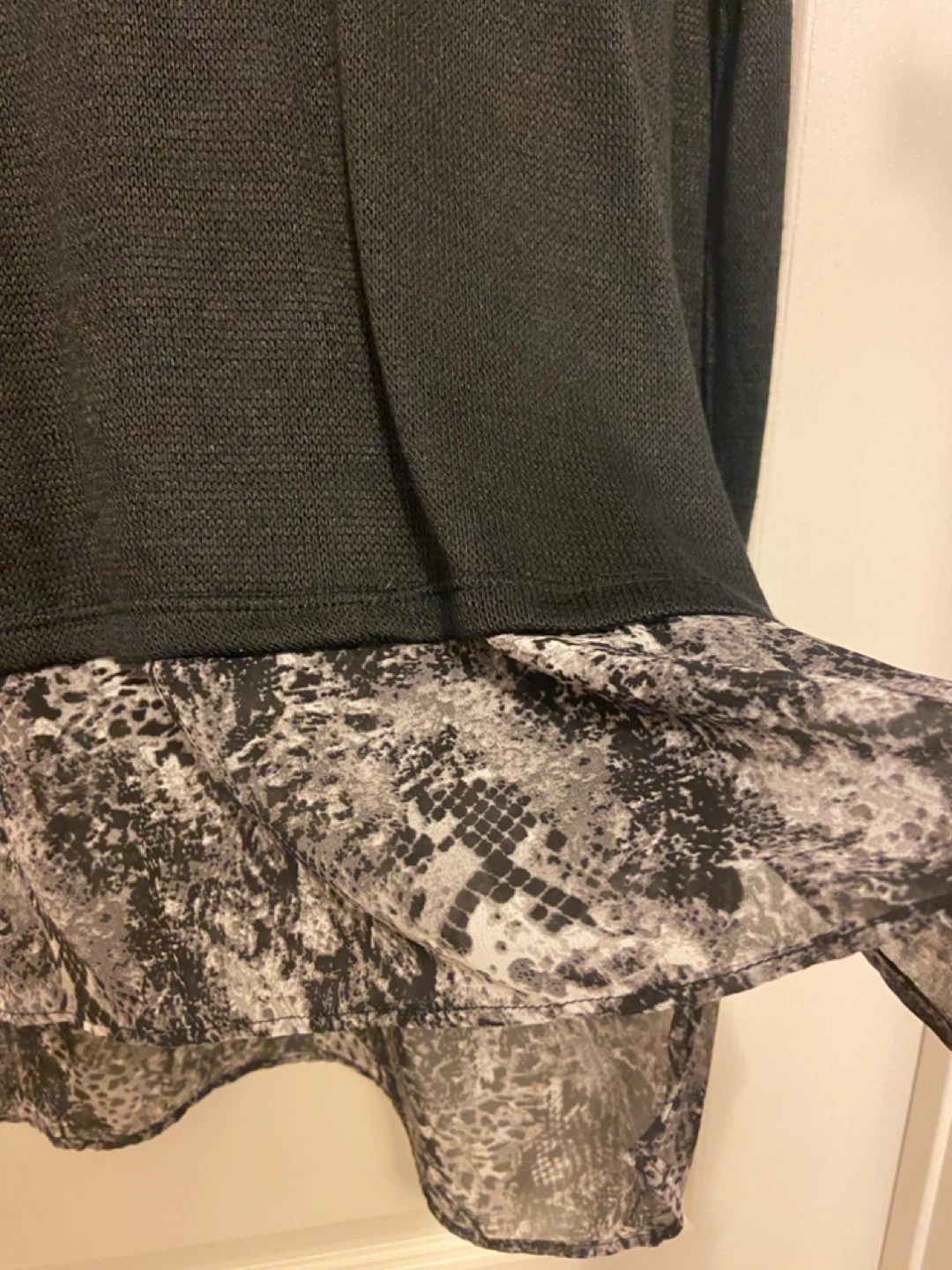 George Women's Black Long Sleeve Top with Snake Print Layer - photo 2