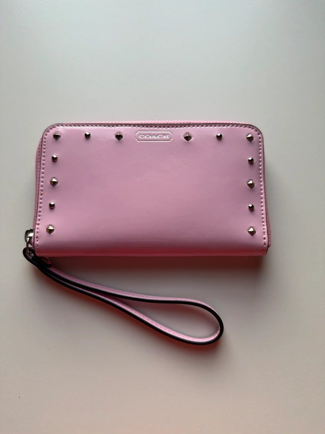 Coach Pink Studded Wristlet Wallet