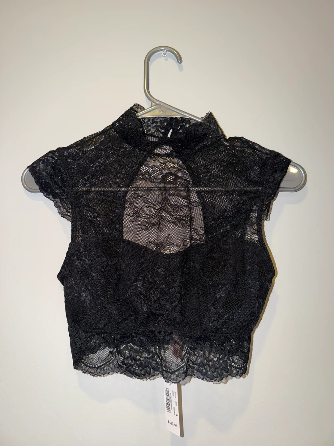 La Vie en Rose Black Lace Crop Top