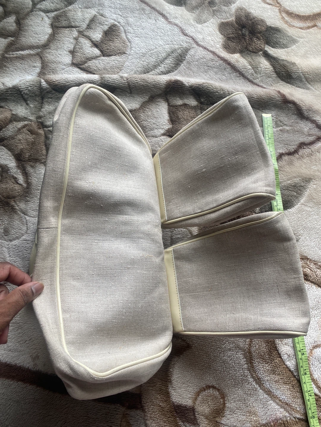 Linen Satchel Bag with Leather Accents - photo 3