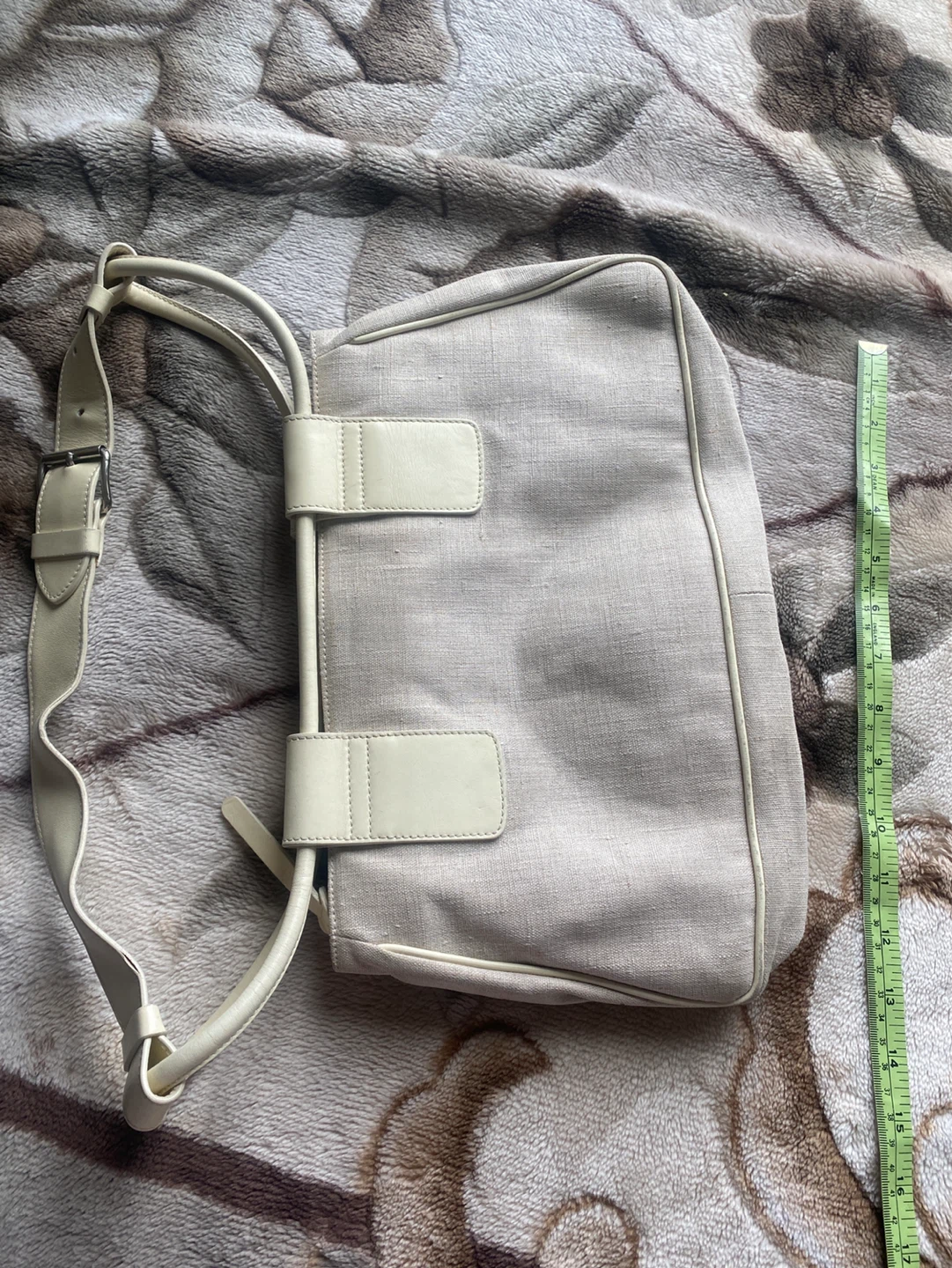 Linen Satchel Bag with Leather Accents - photo 2