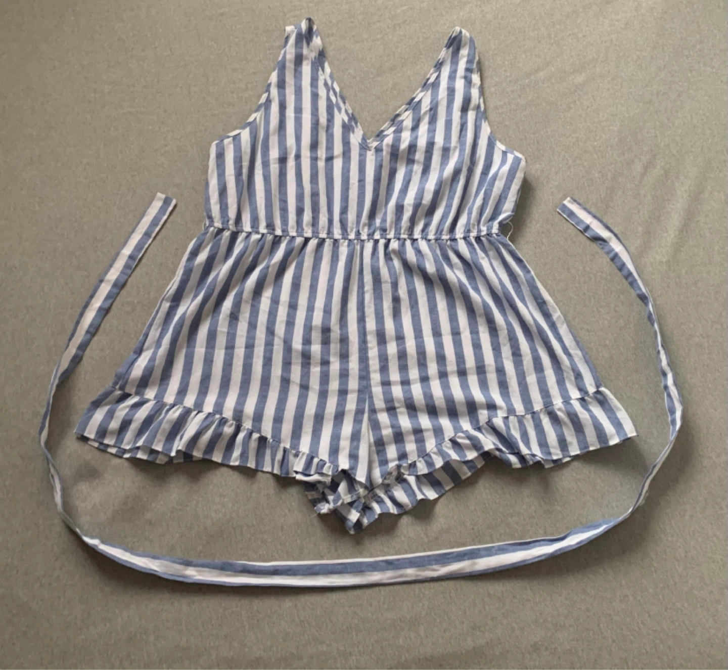 4XL Blue + White Classic Summer Striped Romper - photo 2