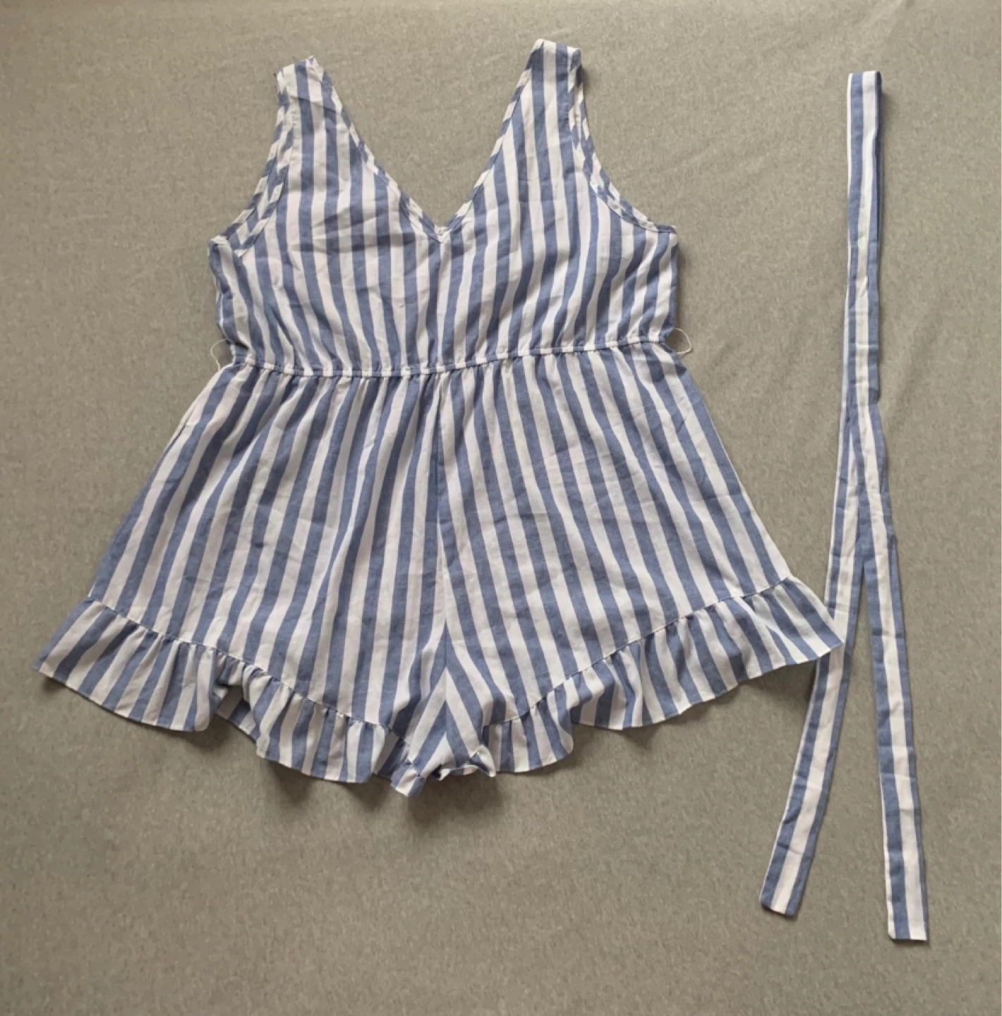 4XL Blue + White Classic Summer Striped Romper