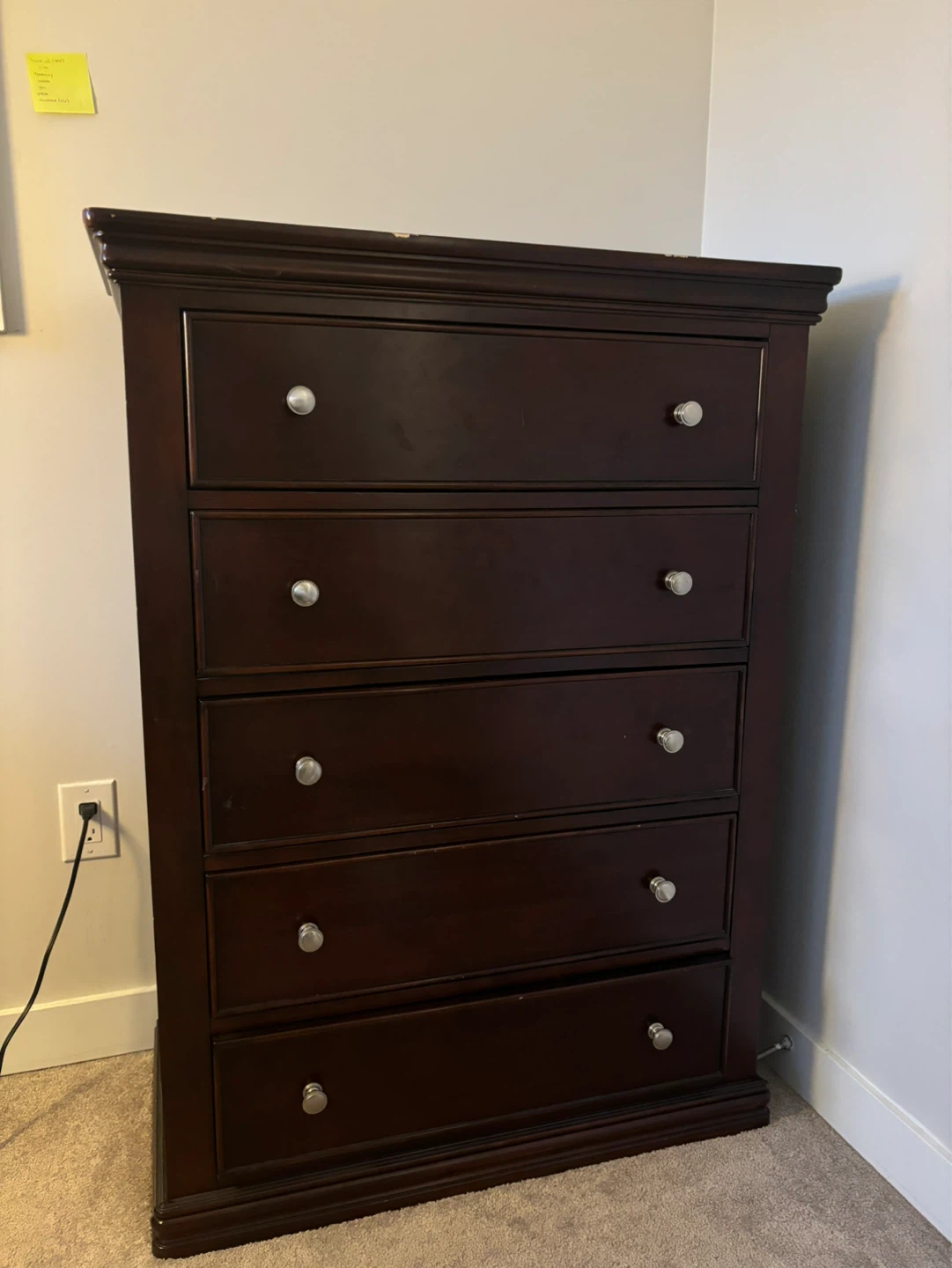 Dark Brown 5-Drawer Dresser Solid Wood