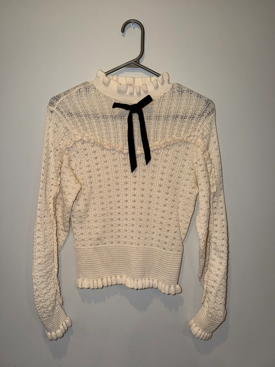 ZARA Cream Knit Sweater with Bow
