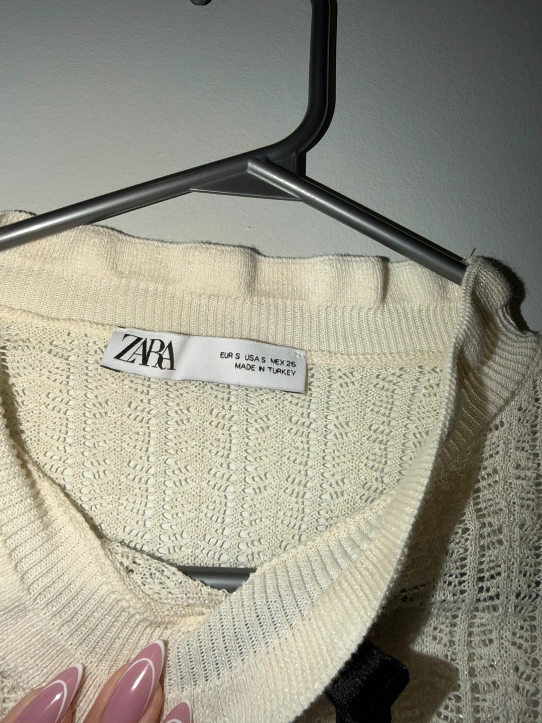 ZARA Cream Knit Sweater with Bow - photo 3