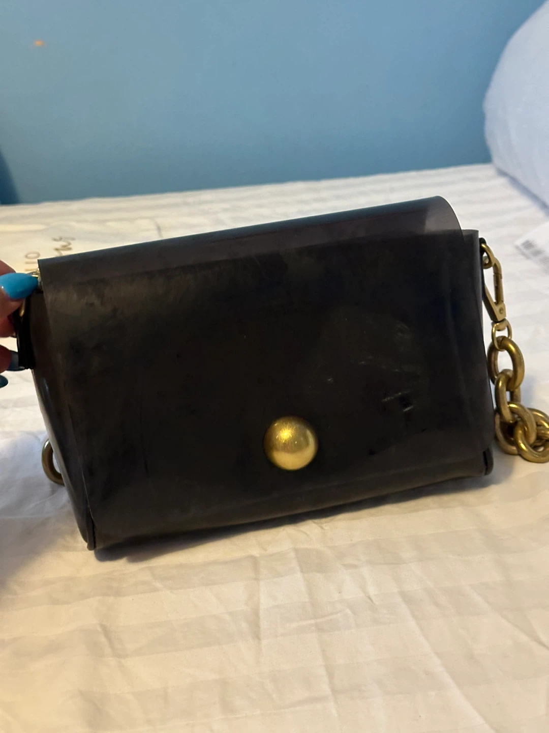 Black Clutch Purse with Gold Chain - photo 3