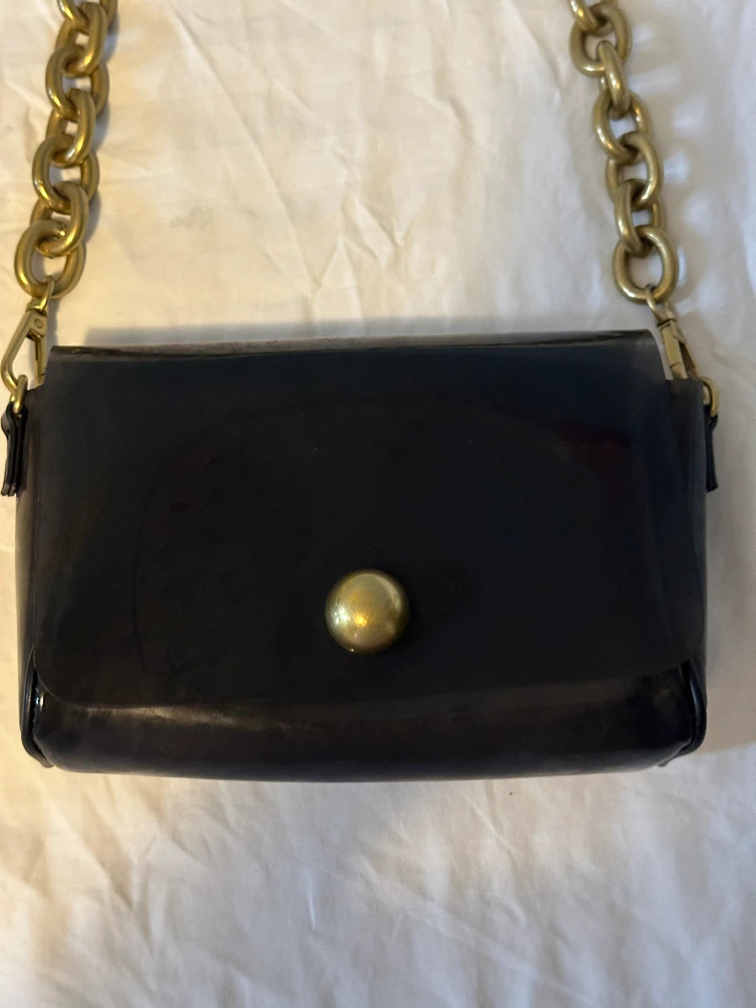 Black Clutch Purse with Gold Chain