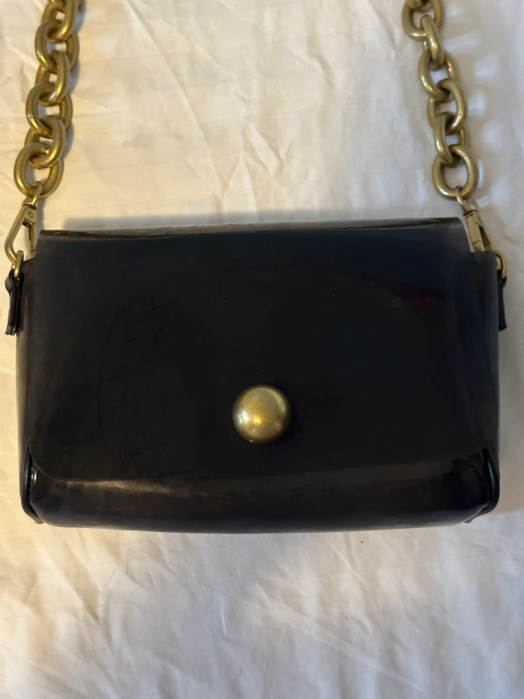 Black Clutch Purse with Gold Chain - photo 2