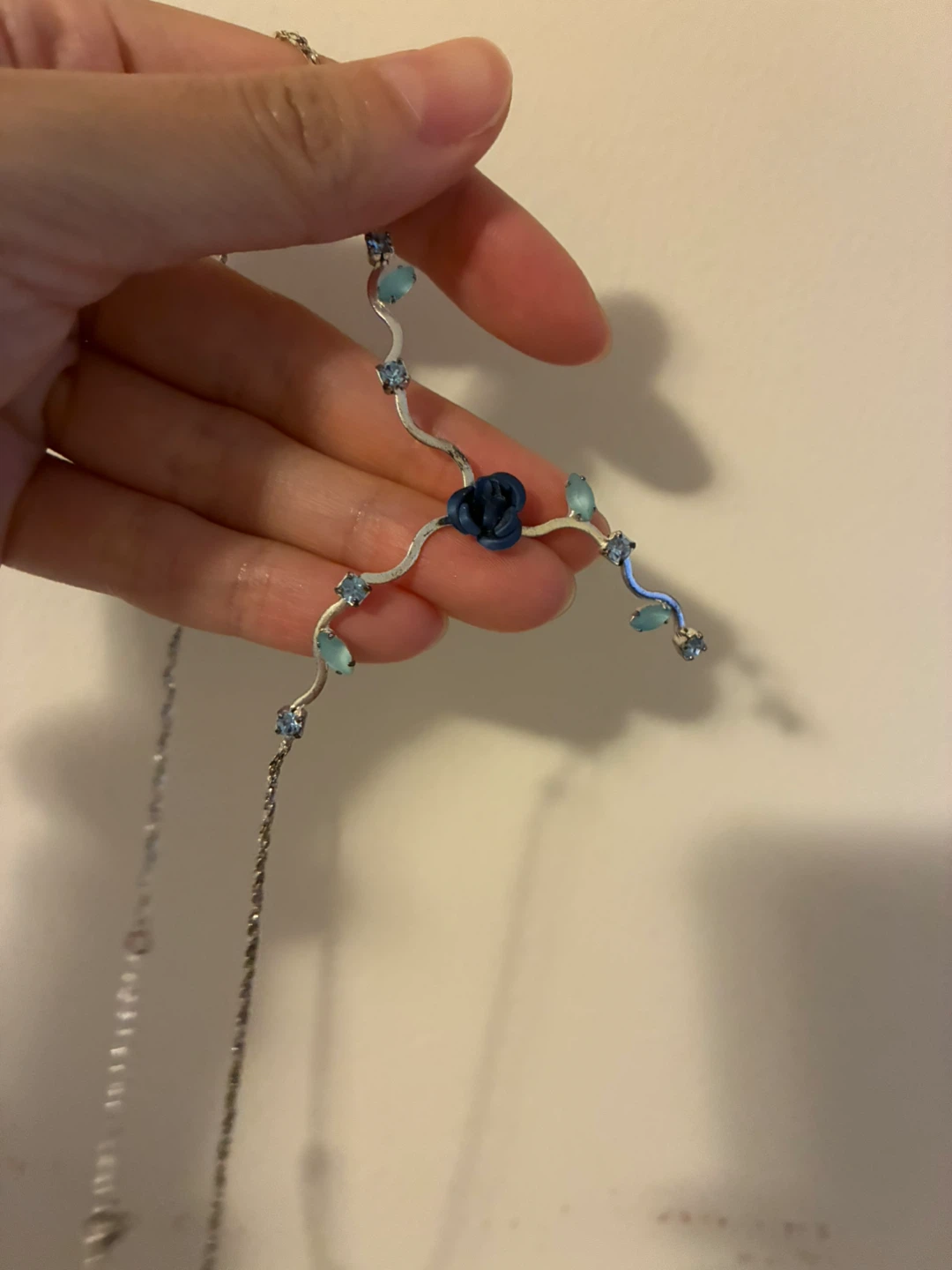 Necklace with Blue Floral Pendant