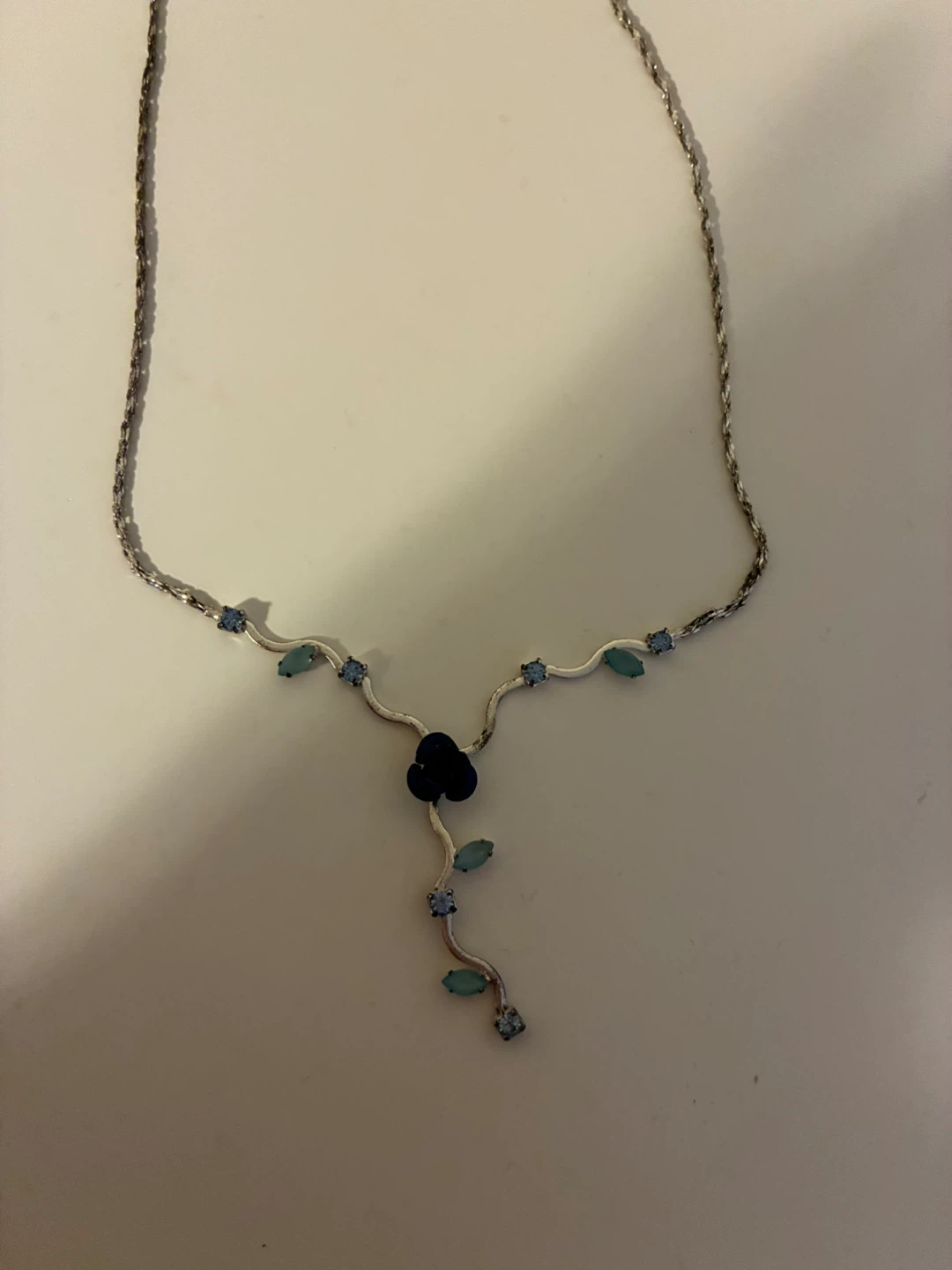 Necklace with Blue Floral Pendant - photo 2