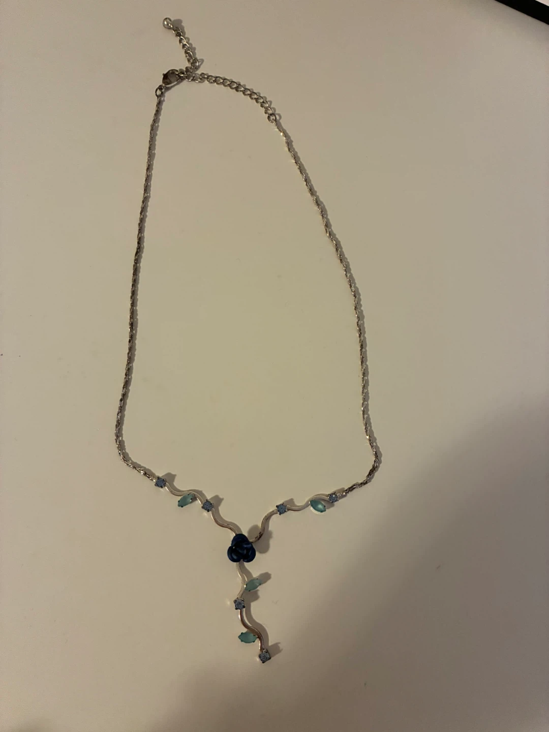 Necklace with Blue Floral Pendant - photo 3