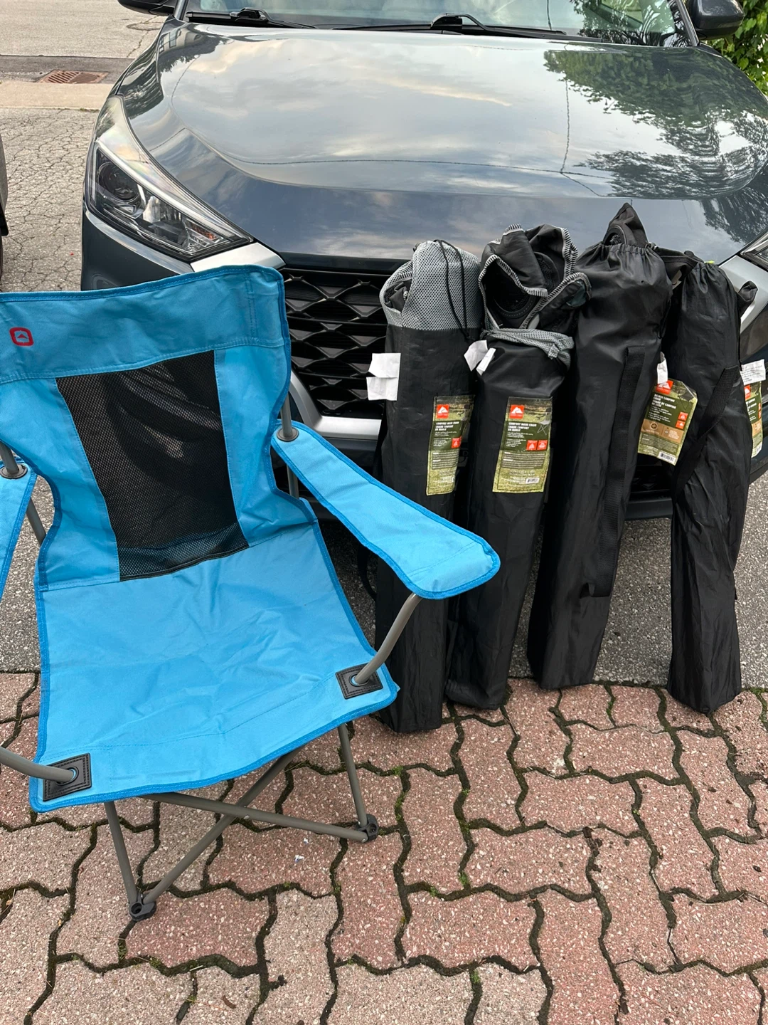 Ozark Trail Blue Folding Camp Chair with Carry Bag