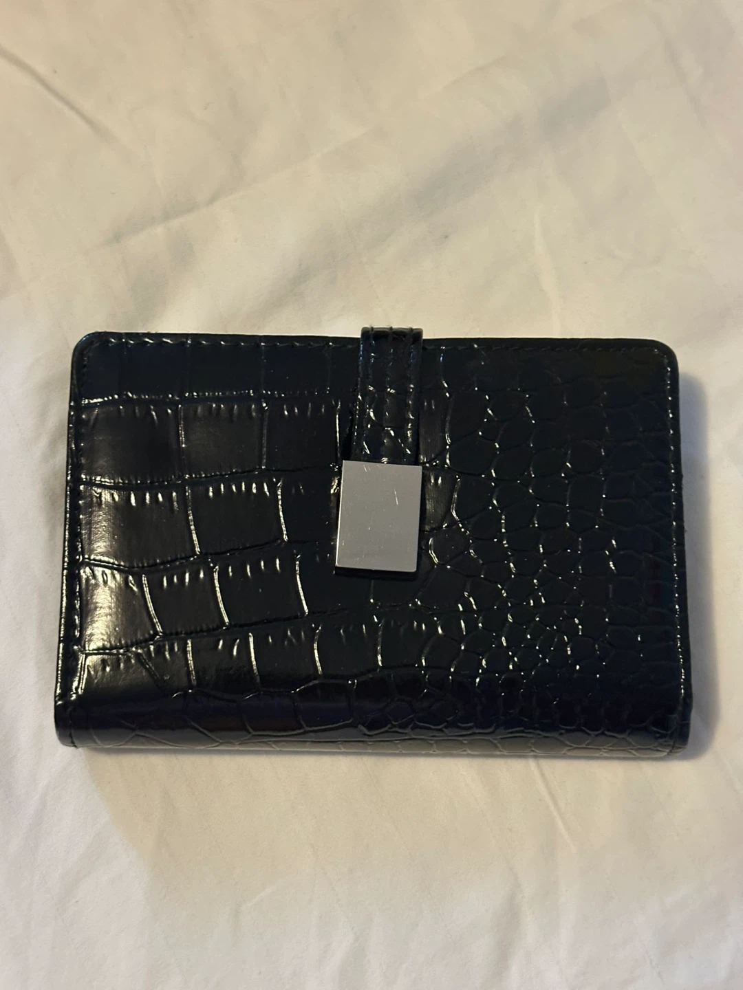Black Crocodile-Embossed Wallet
