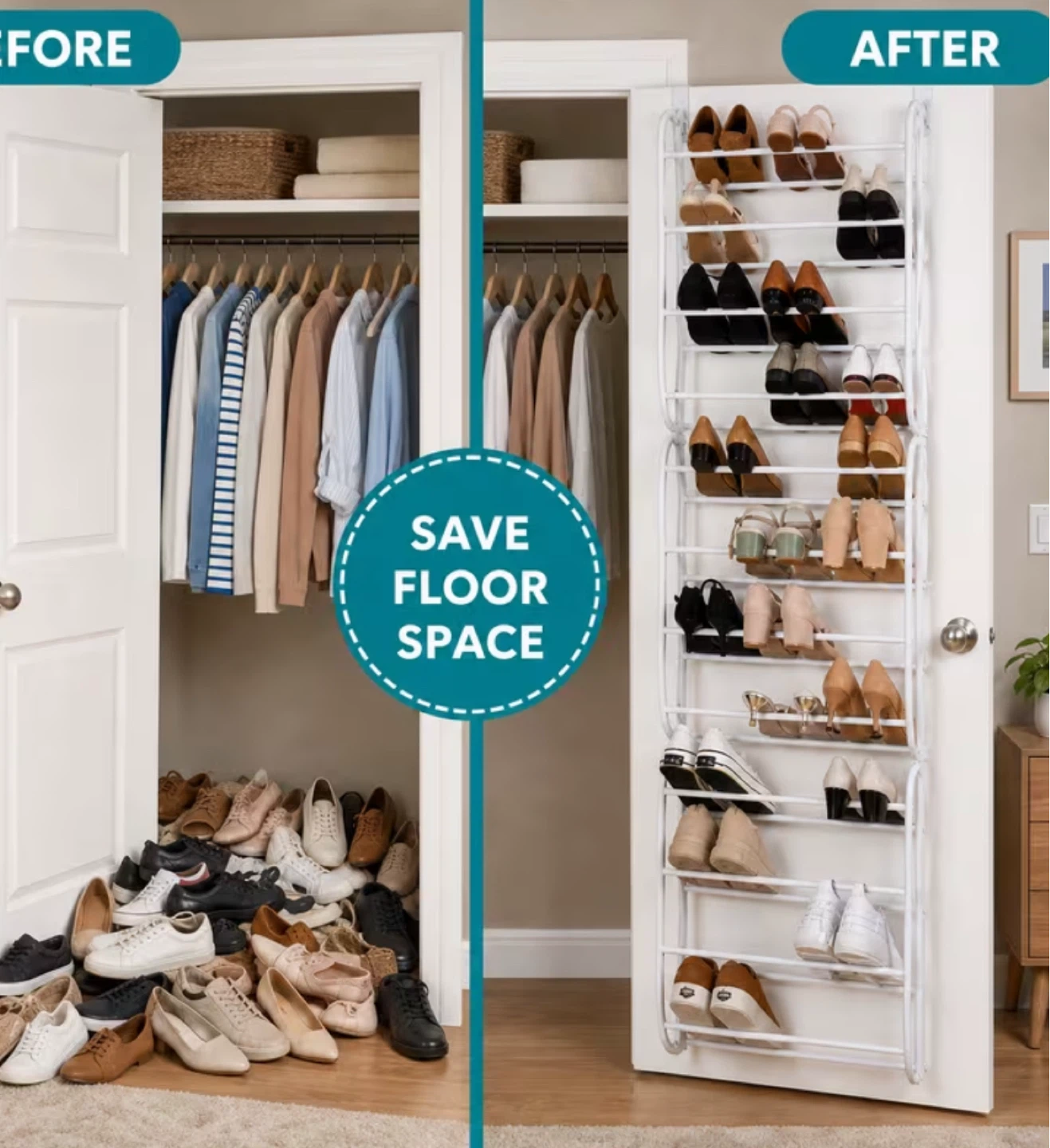Over-the-Door 36 Pair Shoe Organizer Rack - photo 3