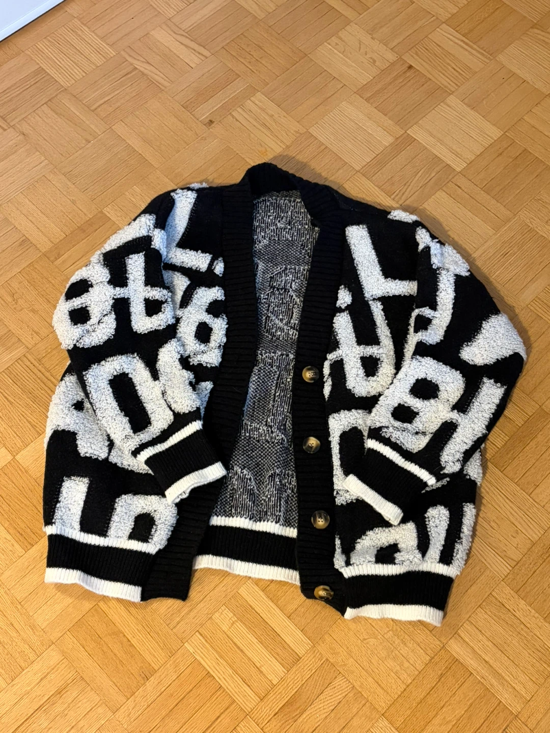 Black and White Graphic Cardigan
