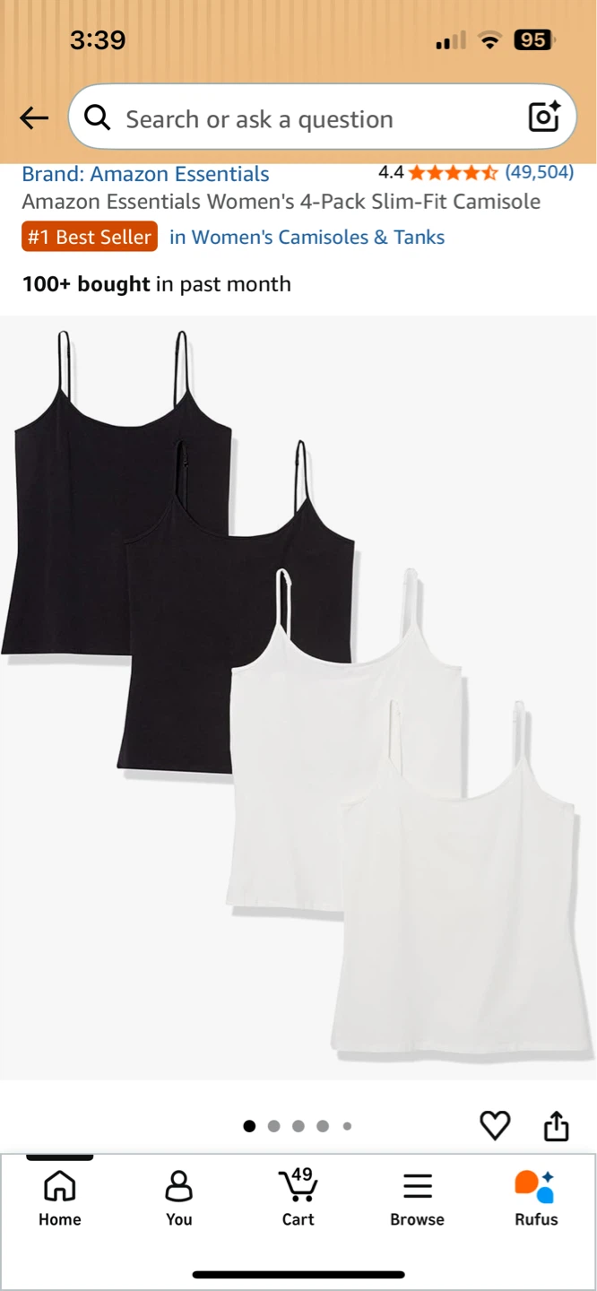 Amazon Essentials Women's 4-Pack Slim-Fit Camisoles