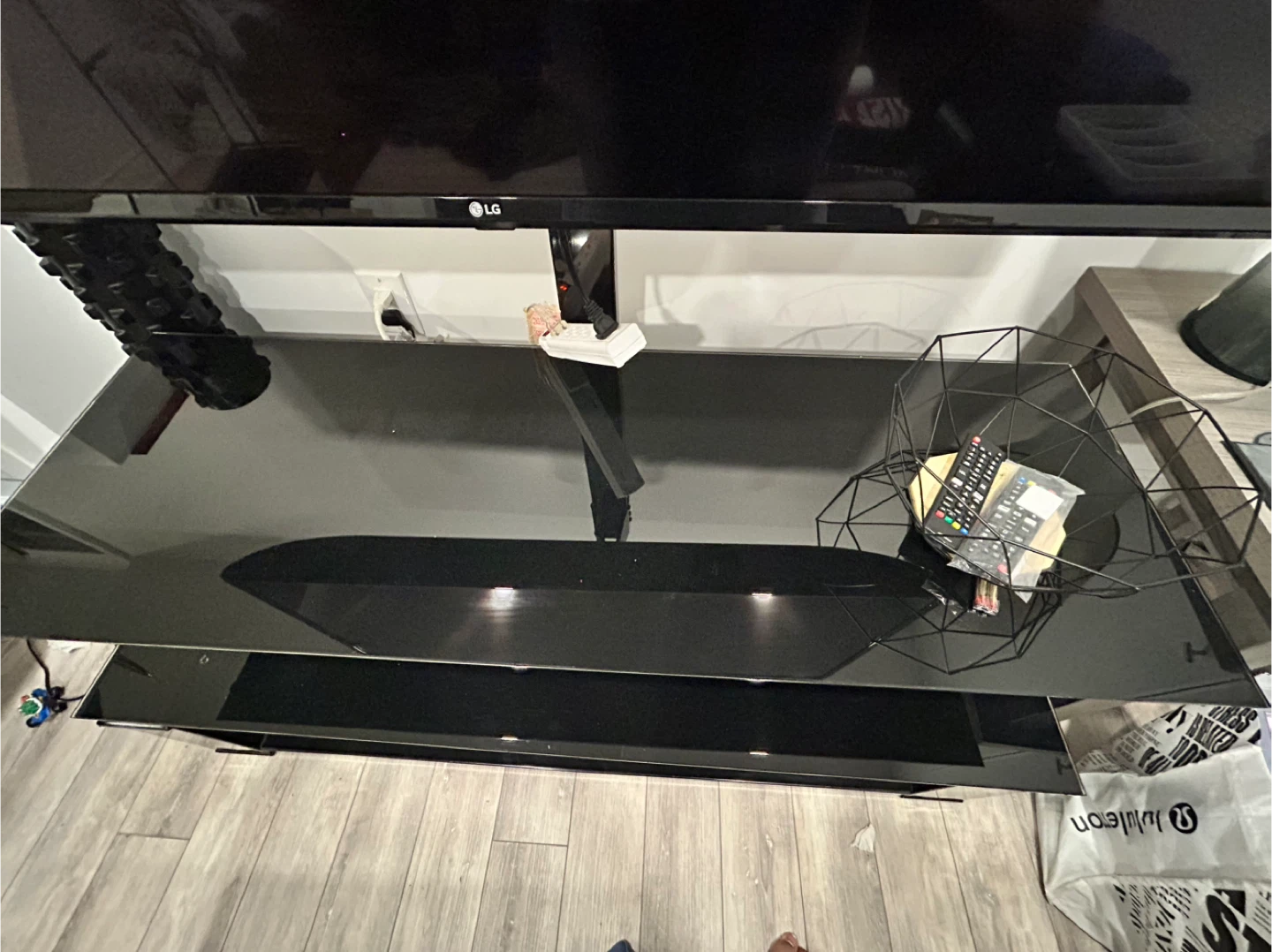 Black Glass TV Stand