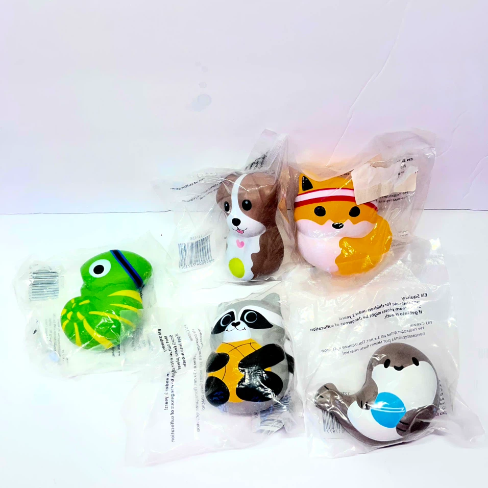 Set of 5 Squishy Animal Toys