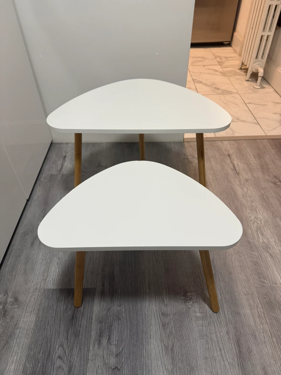 White Nesting Side Tables with Wood Legs - photo 2
